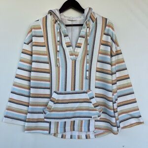 Roxy Island Vibes striped Baja‎ poncho hoodie Size M